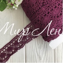 Кружево вязаное цветное (№ 1559), вишневый, 4 см, рулон 45 м