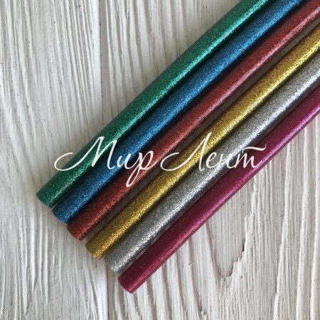 Термоклей 7 мм, цветной микс с глиттером, 20 см, упаковка 6 шт.