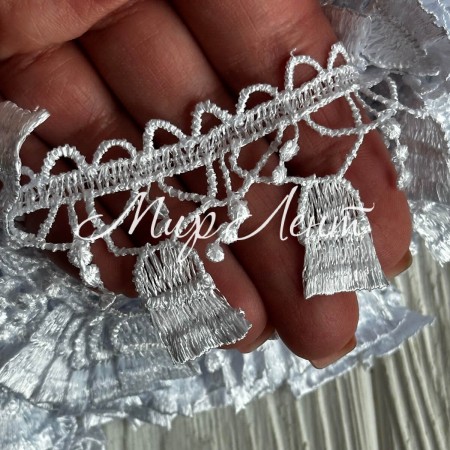 Кружево макраме узкое (TJ-115), 4 см, белый, рулон 13 метров