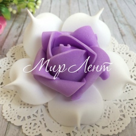 Бутон розы (№ 005), 6,5 см, бело-фиолетовый, упаковка 100 шт.