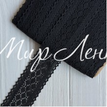Кружево вязаное (D30255), черное, 6 см, рулон 23 м