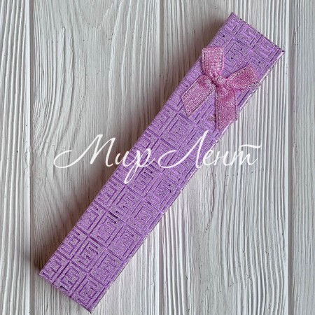 Коробочка для прикрас прямокутна, 21х4,3 см, рожева, візерунок з парчовим бантиком, 1 шт.