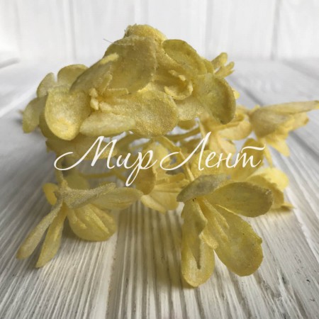 Веточка с цветами фрезии, 17 см, желтый, упаковка 10 шт.