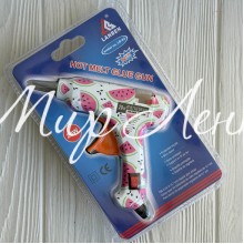 Клеевой термопистолет с выключателем с рисунком (Lanben), 20 W, под стержни 7 мм, белый с арбузиками, шт.