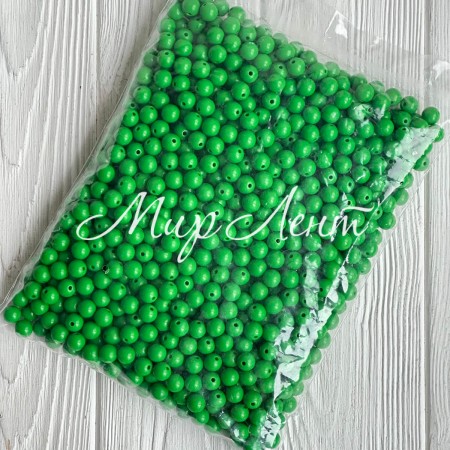 Бусина акриловая, 10 мм, зеленая, упаковка 500 г