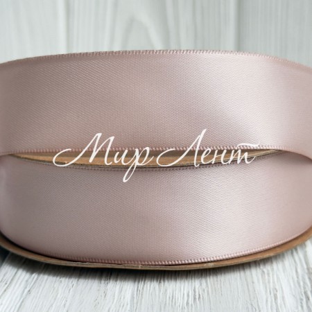 Двусторонняя атласная лента New (премиум), 2,5 см, ванильная, рулон 23 м