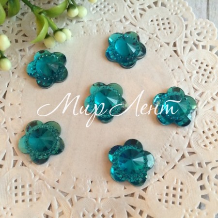 Квіточка кришталь, 16 мм, бірюза, упаковка 500 шт.