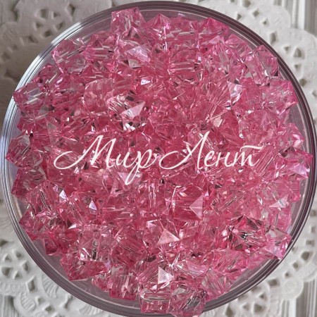 Хрусталь кубовидный, 10 мм, розовый, упаковка 500 г