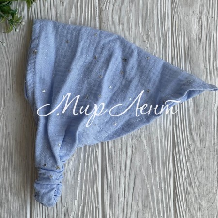 Муслиновая косынка со звездами, 22х24 см, голубая, шт.