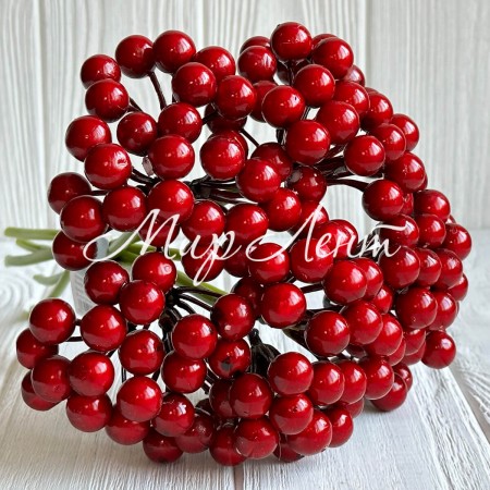 Букет калины глянцевой, 25 см, красный, букет из 6 шт.