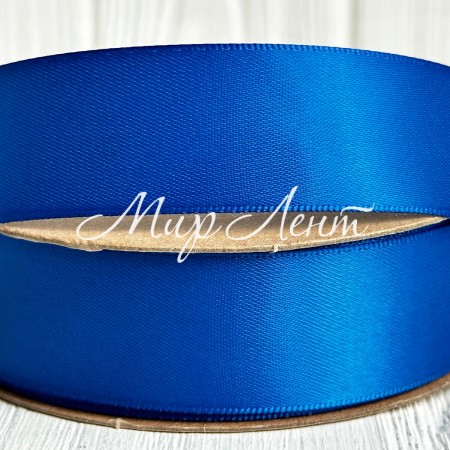 Атлас двосторонній (преміум), 2,5 см, темно-синій, рулон 23 м