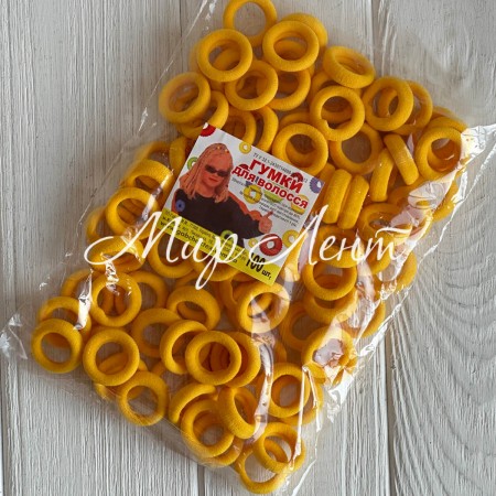 Резинка Калуш (велюрчик), 2,7 см, желтый, упаковка 100 шт.