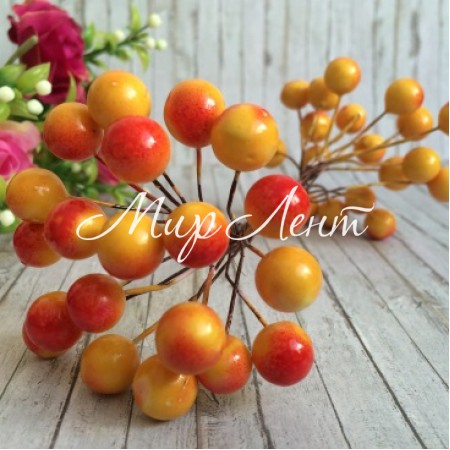 Калина глянцевая, 12 мм, оранжево-красная, упаковка 400 шт.