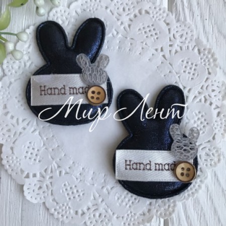 Аплікація тканинна зайчик hand made, 5х4 см, сапфіровий, упаковка 20 шт.