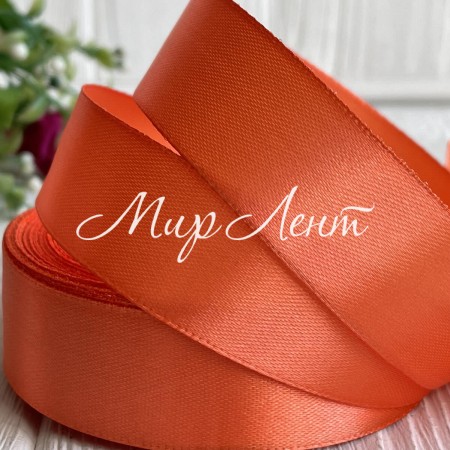 Атлас 2,5 см, морковный, рулон 33 м