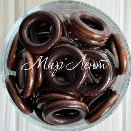 Дерев'яні намистини (кільце), 30 мм, коричневі, упаковка 100 шт