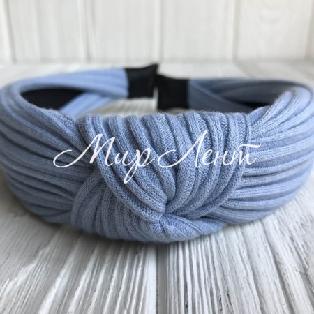 Обруч чалма трикотаж мустанг, 3 см, голубой, шт.