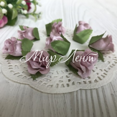 Бутон трояндочки (атлас), 2 см, пудровий, 20 шт.