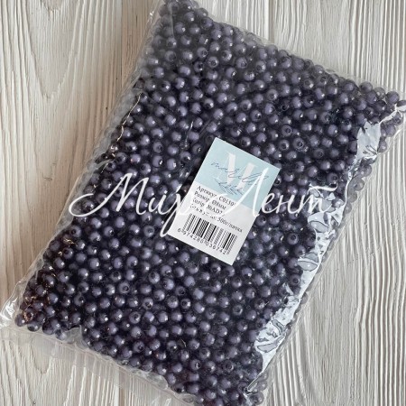 Бусина пластик с белой серединкой, 10 мм, графитовая, упаковка 500 г