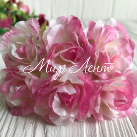 Фрезия, 3,5 см, бело-малиновый, упаковка 10 пучков (60 цветочков)