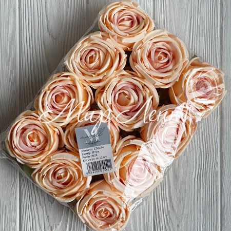 Бутон чайной розы, 7 см, персиковая, упаковка 12 шт.