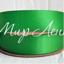 Двусторонняя атласная лента New (премиум), 2,5 см, зеленая, рулон 23 м