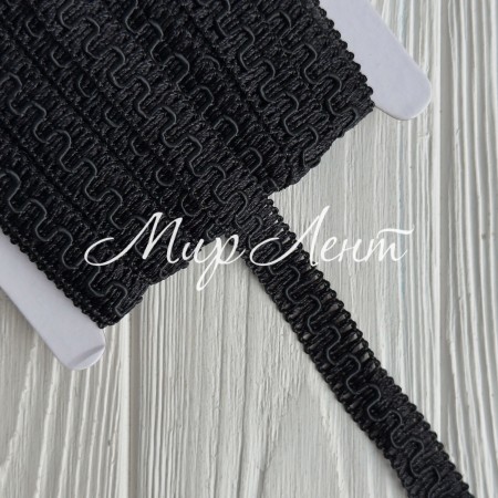 Тесьма ажурная (D30305), 1,5 см, черный, моток 13 м