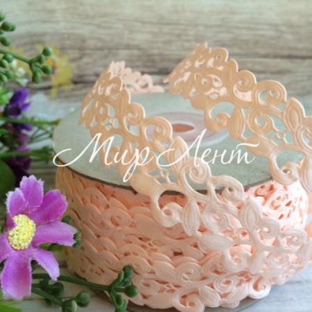 Лента-кружево, 2 см, персиковый, рулон 20 м