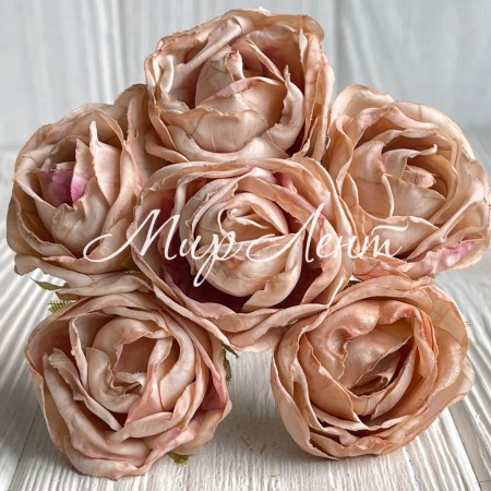 Винтажная роза, 3,5 см, бежевая, упаковка 42 шт.