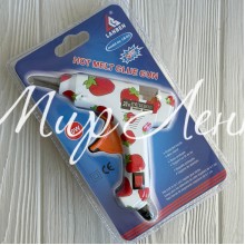 Клеевой термопистолет с выключателем с рисунком (Lanben), 20 W, под стержни 7 мм, белый с клубничками, шт.