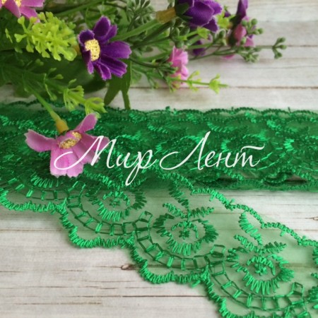 Мереживо яблучко, 4,5 см, зелене, рулон 9 м