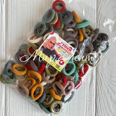 Резинка Калуш (велюрчик), 2,7 см, пастельный микс (оливка-пудра-мята), упаковка 100 шт.