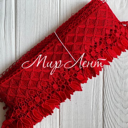 Мереживо макраме Лілі, 11 см, червоне, рулон 9 м