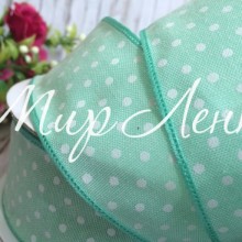 Стрічка джинс горох, 4 см, м'ятний, рулон 17,5 м