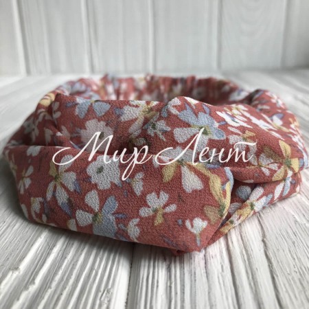 Пов'яка-переплетення шифон в квіточку, 6 см, кораловий, шт.