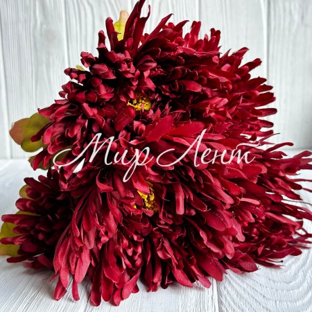 Букет хризантемы, 16х43 см, бордовый, букет з 5 шт.