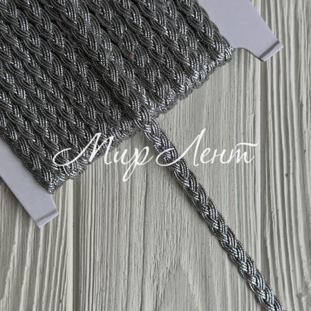 Тесьма ажурная (D30285), 0,8 см, серебро, моток 13 м