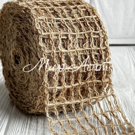 Стрічка-мішковина сітка, 6 см, натуральний, рулон 10 м