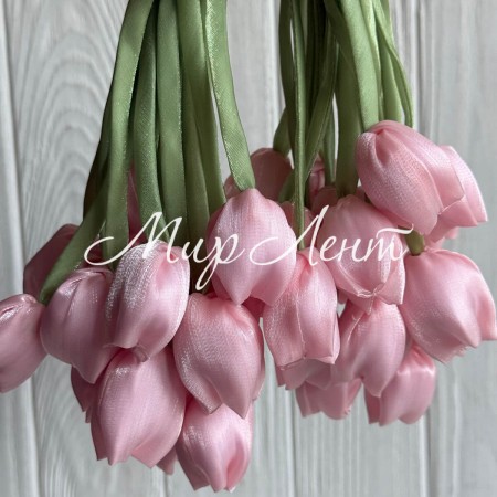 Тюльпаны из органзы, 42 см, персиковые, упаковка 20 шт.