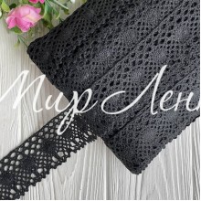Кружево вязаное Сабрина (D030046), черный, 4 см, рулон 45 м