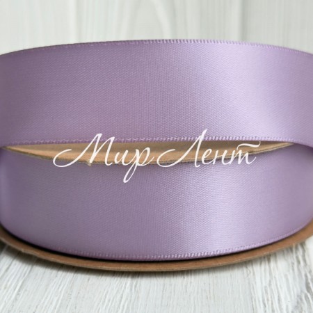 Двусторонняя атласная лента New (премиум), 2,5 см, лавандовая, рулон 23 м