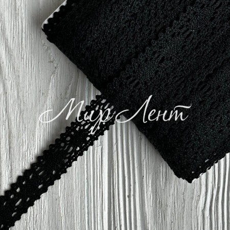 Мереживо вязане Рубі (D30040), 1,7 см, чорне, рулон 45 м