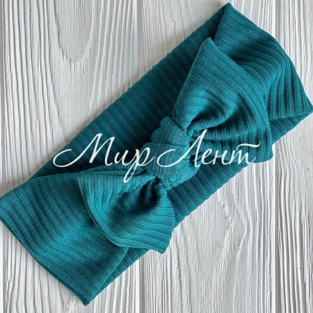 Повязка мустанг (широкая полоска) с бантом, 20х9 см, изумрудный, шт.