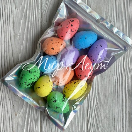 Пасхальные яйца (L00740), 3х5 см, цветные с черным, упаковка 12 шт.