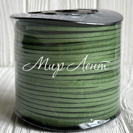 Кожаный шнур, 0,26х1,4 мм, травяной, рулон 90 м 