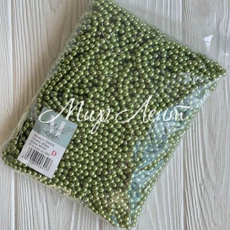 Жемчуг на нити Vip, 8 мм, оливковый, упаковка 500 г