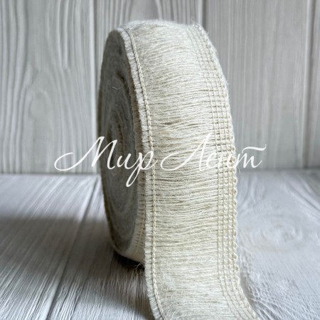 Лента-мешковина (бахрома), 4 см, белый, рулон 10 м