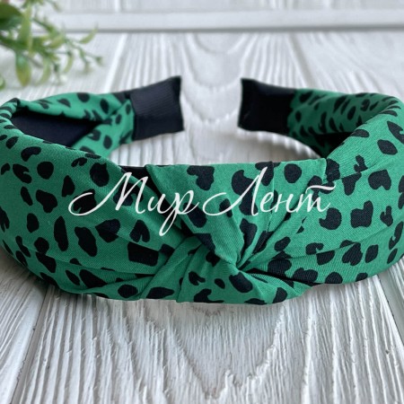 Обруч чалма софт леопард, 4 см, зеленый, шт.