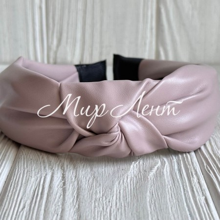 Обруч чалма з екошкіри однотонний, 4 см, ванільно-пудровий, шт.