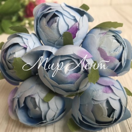 Півонія тканинний закритий, 4 см, блакитний, упаковка 36 шт.